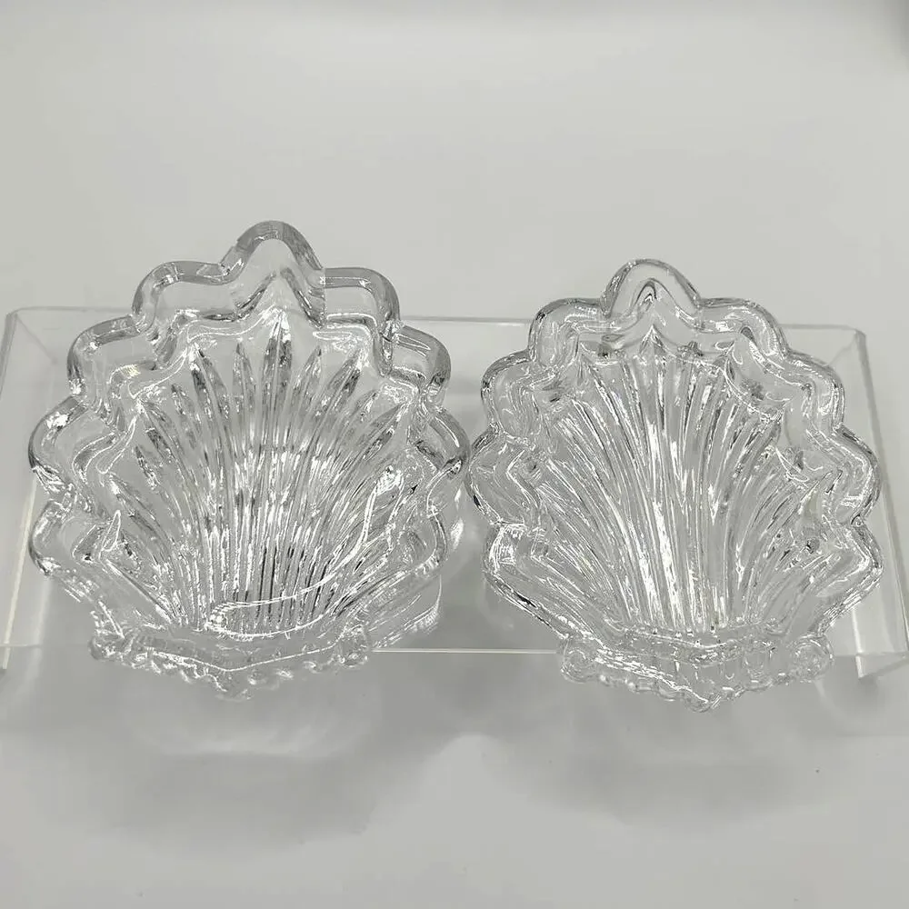 Vintage Sea Shell Shaped Small Glass Trinket Box